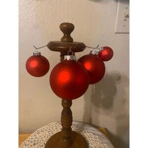Vintage Rauch Festive Red Satin Glass Ball Christmas Ornaments